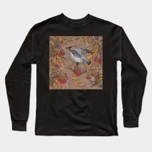 Waxwing Winter Feast Long Sleeve T-Shirt